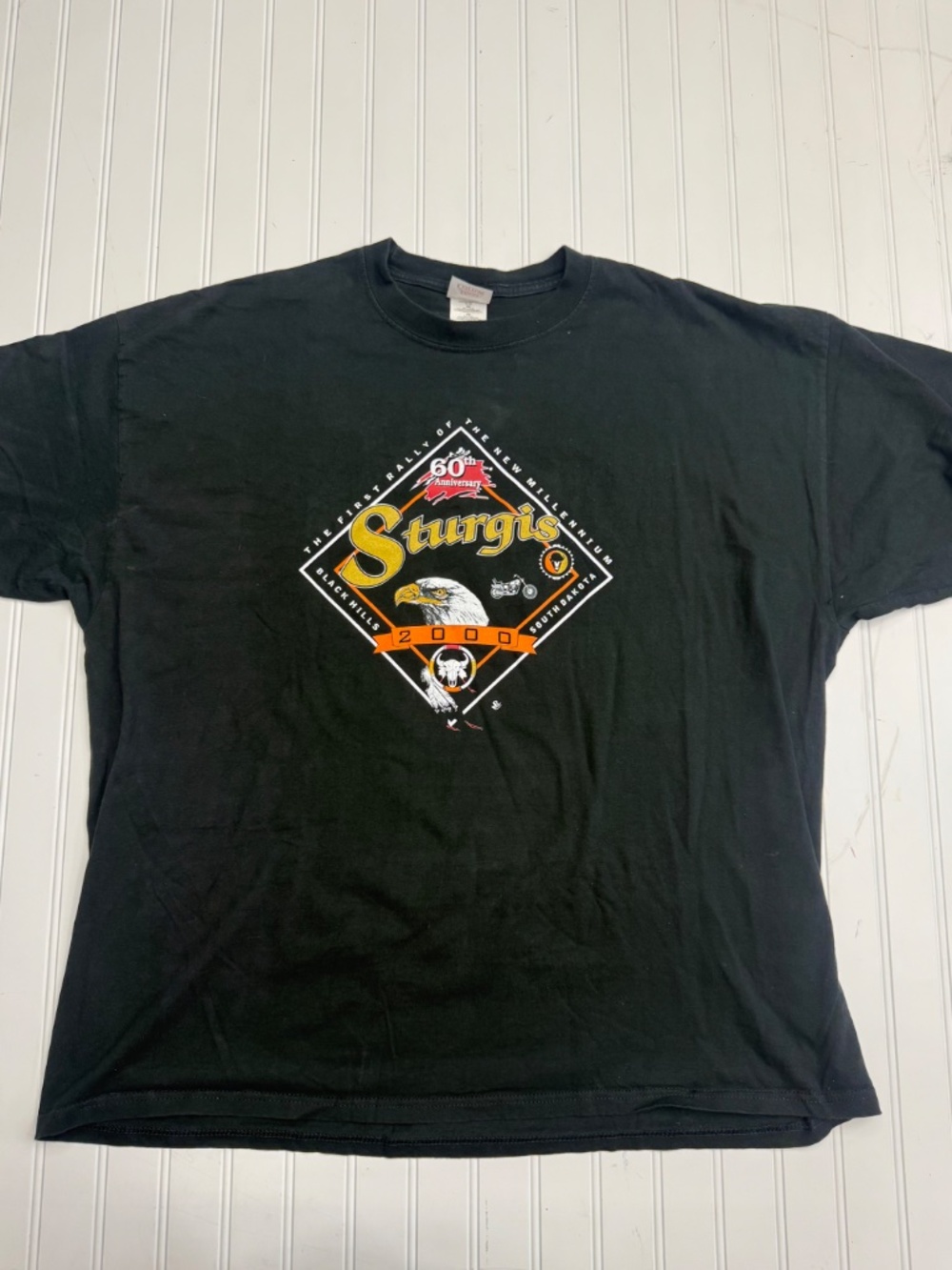 Vintage 2000 Sturgis Black Hills Motorcycle Rally T-Shirt 60th Anniversary XL
